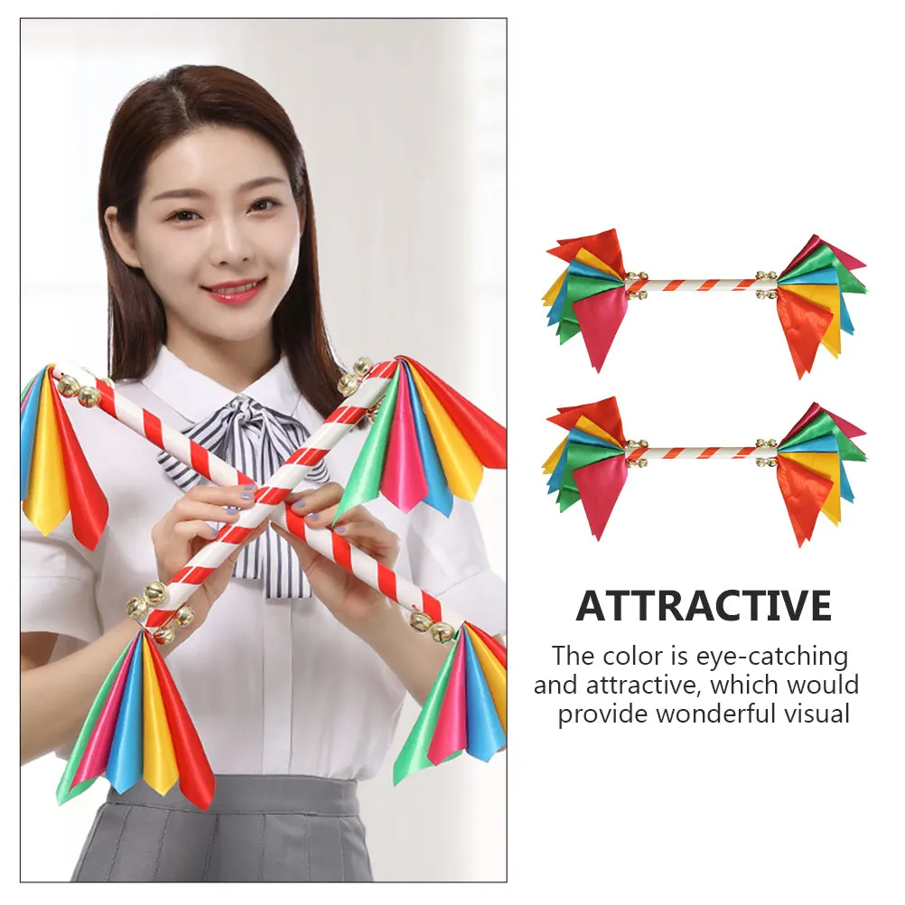 

2 Pcs Kid Tools Flower Stick Bell Rattle Cheerleading Stage Property Sports Performance Adornment Baby Wands