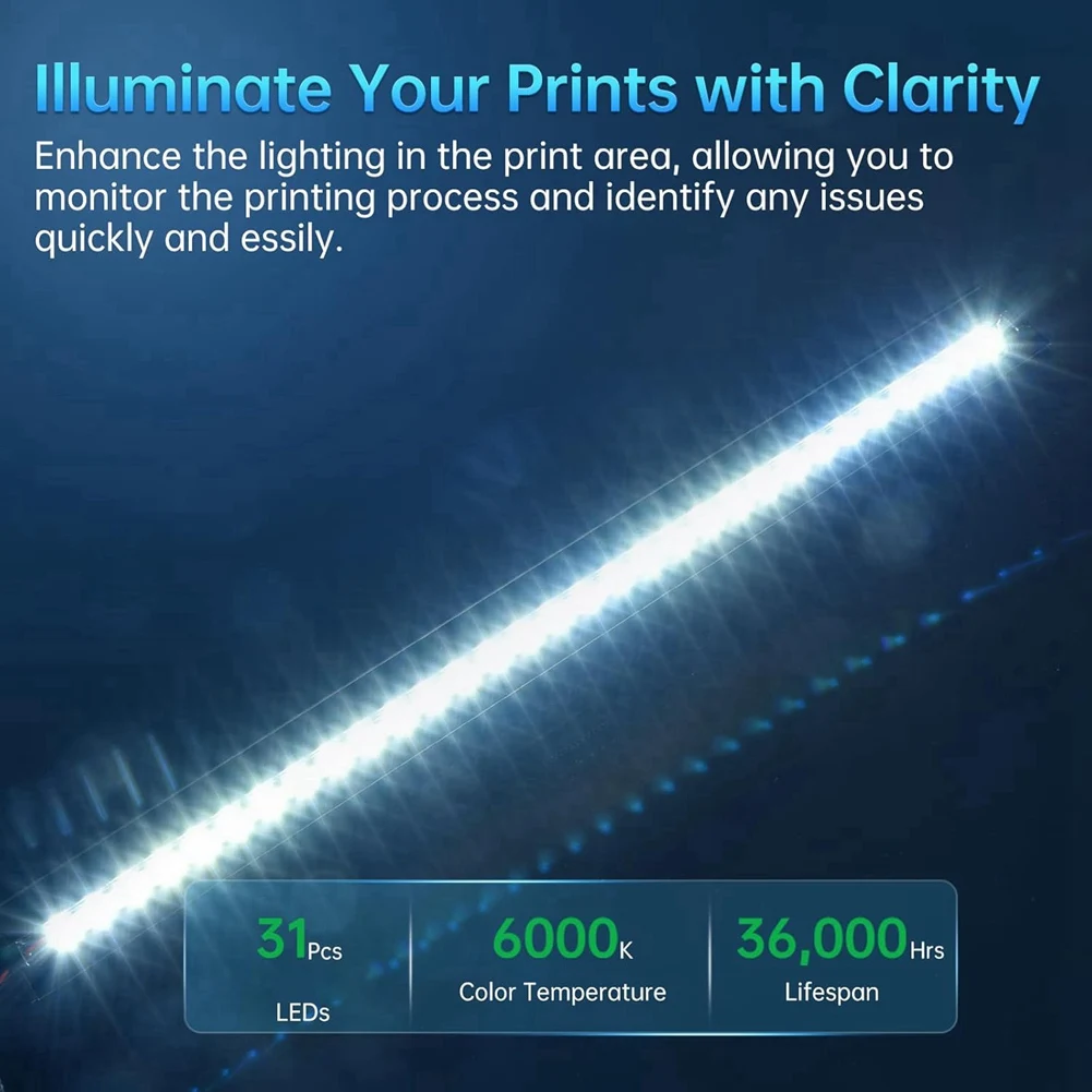 Kit Peningkatan Strip LED DQ2G Panda Lux untuk Printer 3D Bambu-Lab P1S P1P X1C X1E, Strip LED 5V 0,3A