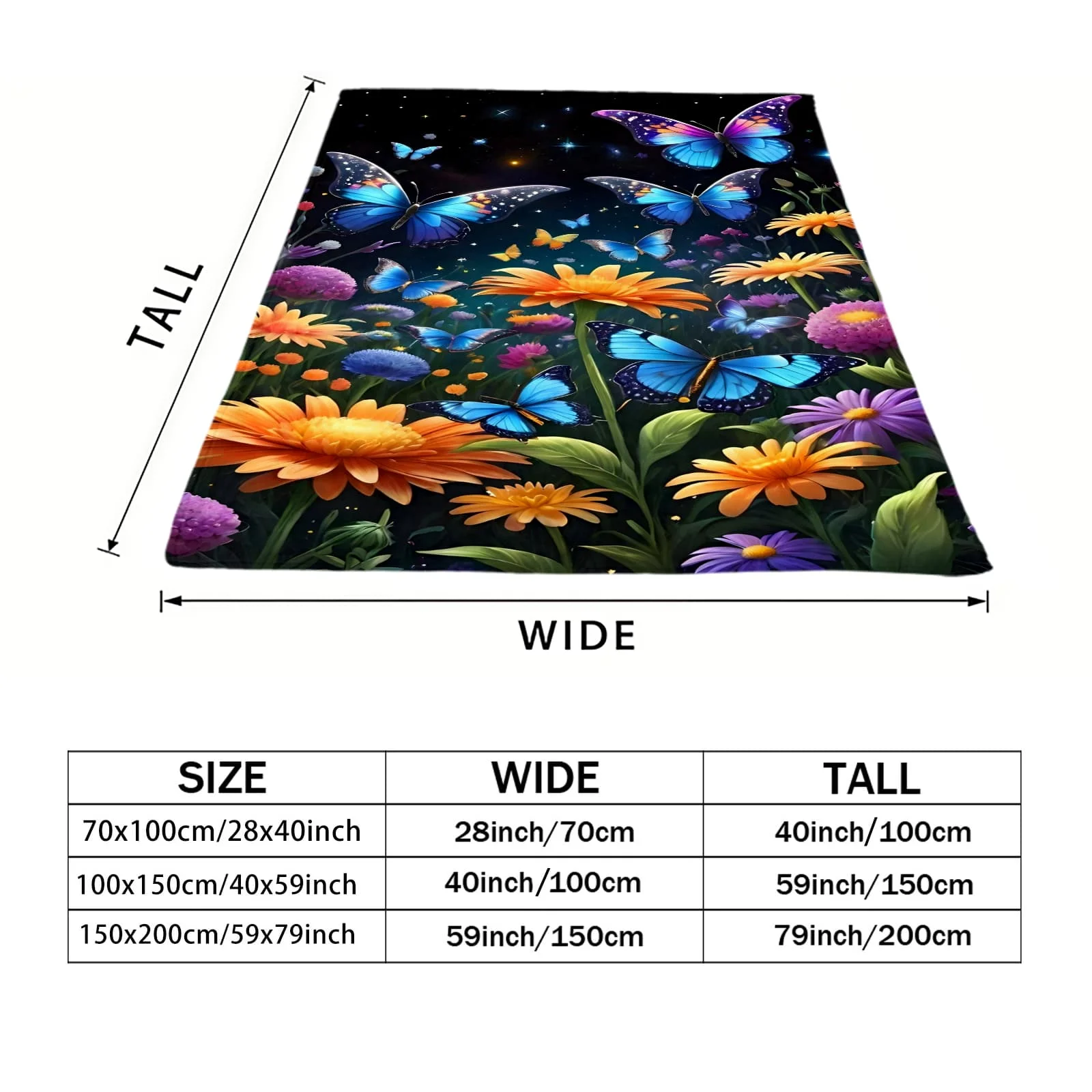 Star Moon Colorful Wildflower Sea Blanket Gentle Style Throw for Bedssofas Cozy Decor Gift with Mixed Blooms Showing Joyful Fun