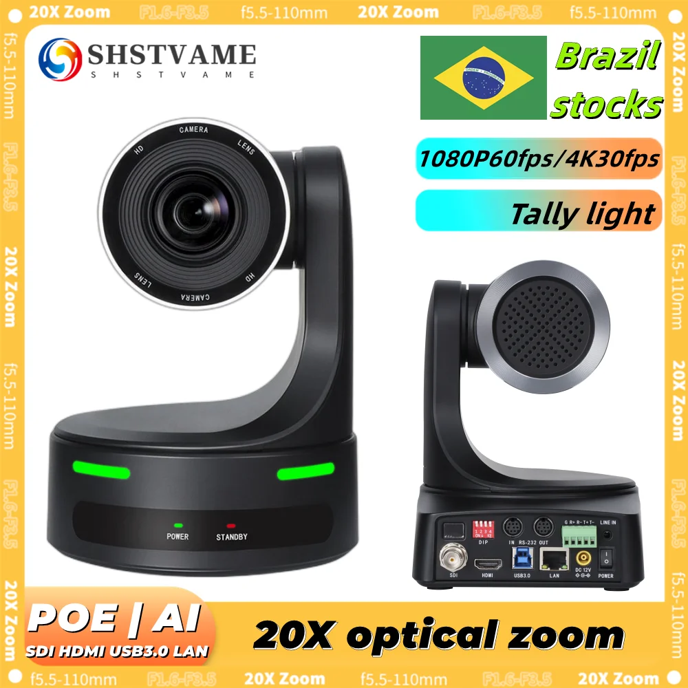 4k/1080p 30fps/60fps ndi ptz câmera sdi hdmi ip usb câmera ai rastreamento 20x zoom óptico poe com luz de contagem fluxo ao vivo da igreja