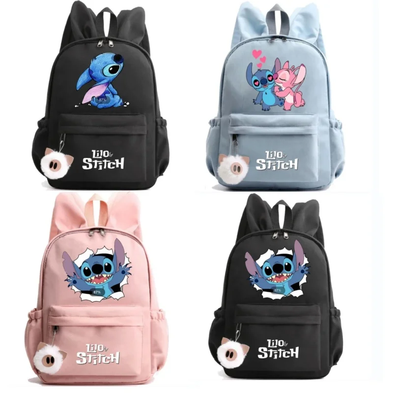 MINISO Disney Lilo Stitch Backpack for Girl Boy Student Teenager Children Rucksack Women kawaii Cartoon School Bag Mochila