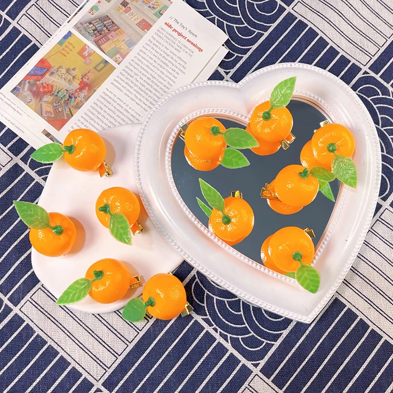 Creative Simulated Fruit Hairpin Cute Funny Personality Tangerine Hair Clips Side Bangs Fragmented Hair Hair Accessories - Detail 1