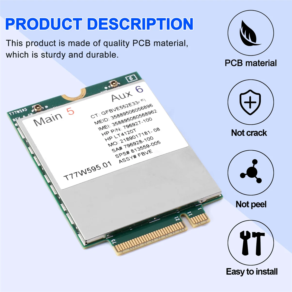 T77W595 4G ​LTE Card Module LT4120 796928-001 MDM9625 for HP Probook/EliteBook 820 840 850 G2 G3 4G Module Network Card HOT