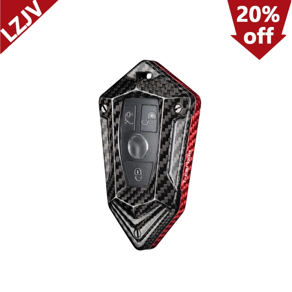 New For Mercedes Benz C E S M Class Auto Remote Smart Key Shell Fob Case Cap Cover Real Carbon Fiber Black/Silver/Red Keychain C