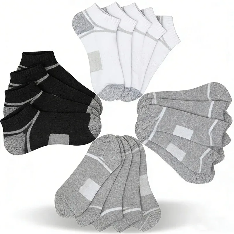 Men's light mouth contrasting striped short socks with mesh, breathable, non slip, non falling heel, odor proof, sweat absorbing