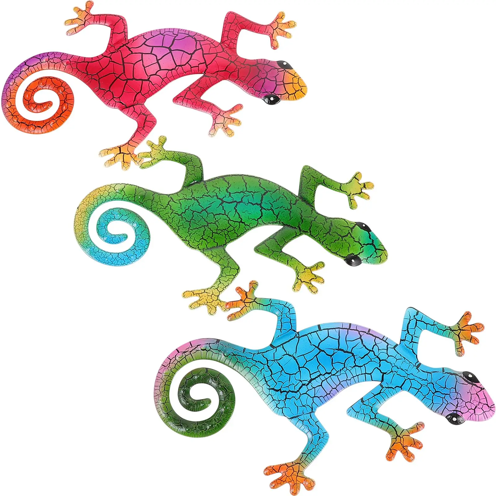 

3 Pcs Metal Gecko Wall Decor Anti Rust Paint Home Garden Background Wall Hanging Crafts Decorations
