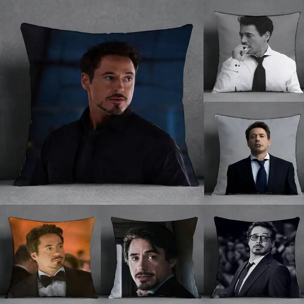A-Actor R-Robert Downey Jr Square Double-Sided printed Pillow Case Bedroom Bedside Pillow Sofa Cushion Cover