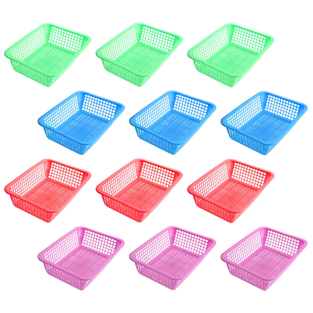 12 Pcs Storage Baskets Case Goods Container Room Dessert Plate Kitchen Plastic Food Home Holder Breakfast Bread Display