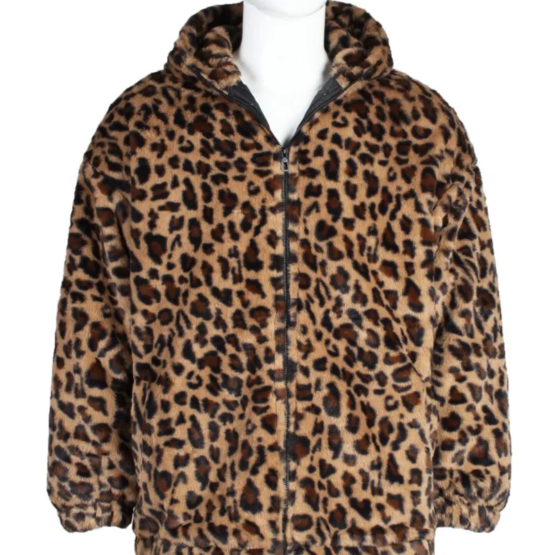 Giacca da uomo con cappuccio leopardata in pelliccia sintetica Top Capispalla Pelliccia Soffici addensare Cappotti Giacca 2025 Giacche invernali calde Cappotti Top retrò