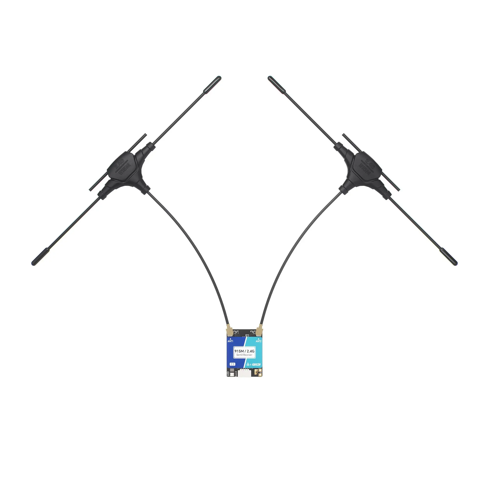 Odbiornik GEPRC ELRS 915M/2.4G C3 Gemini Xrossband, układ LR1121, częstotliwość odświeżania 1000Hz, TCXO, dwupasmowy, do drona FPV
