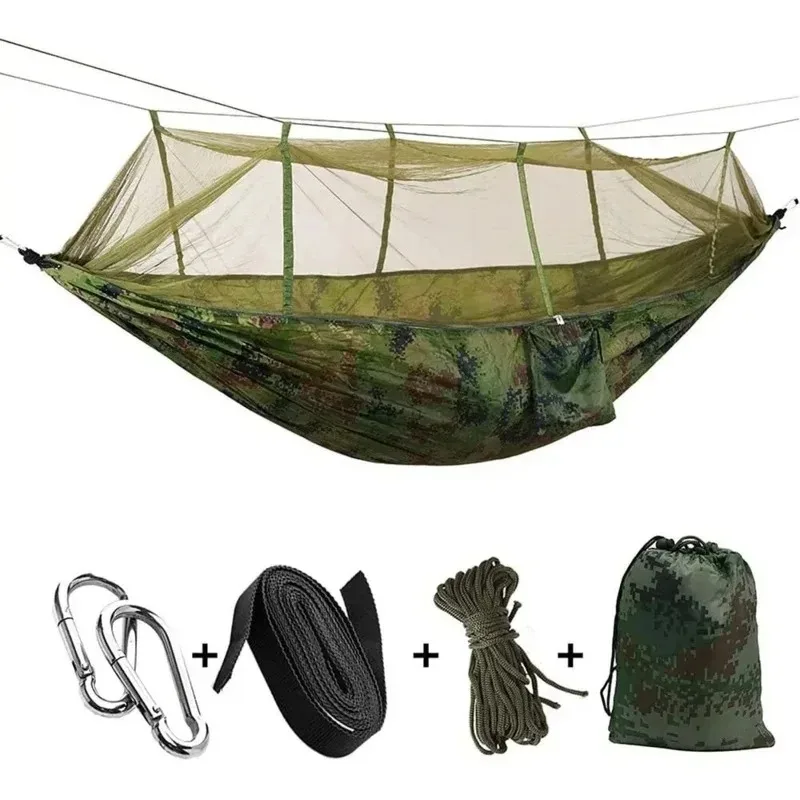 210T Ripstop Nylon Camping Hammock with Mosquito Net No-See-Um Mesh Outdoor Portable Hanging Bed Bug Protection image 6