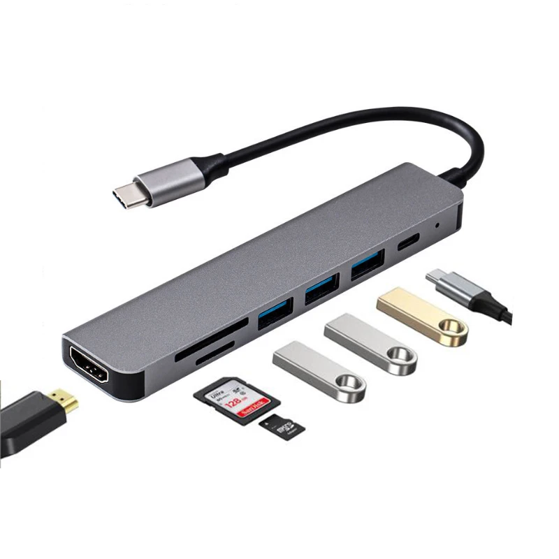 Docking Thunderbolt Dock Hub 7 in 1 Usb Type c USB Hub TF SD Card Concentrator HDTV Converter Expansion Dock