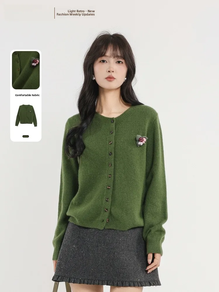 

Ladies Casual Knitted Open Cardigan Sweater Vintage Lazy Sle Spring 2026 New Arrival Soft Medium Wool Blend Long Sve