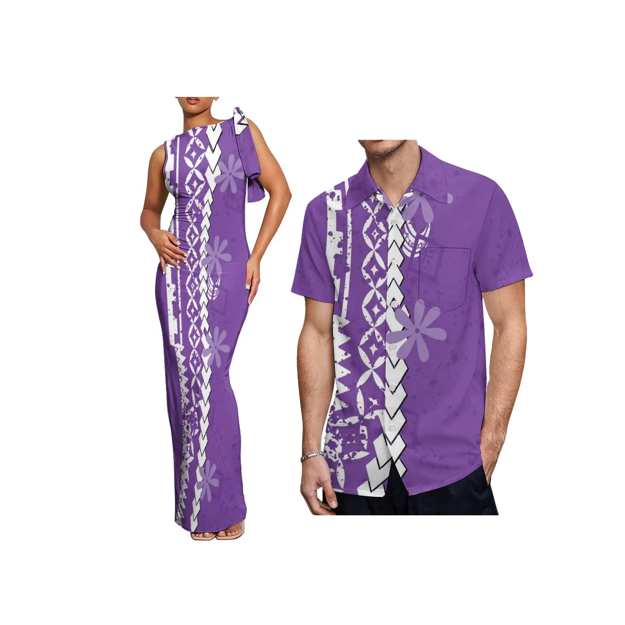 

New Summer Sleeveless Tie-Up Plus Size Ladies Long Dress Customized Polynesian Print Design Evening Wrap Dress