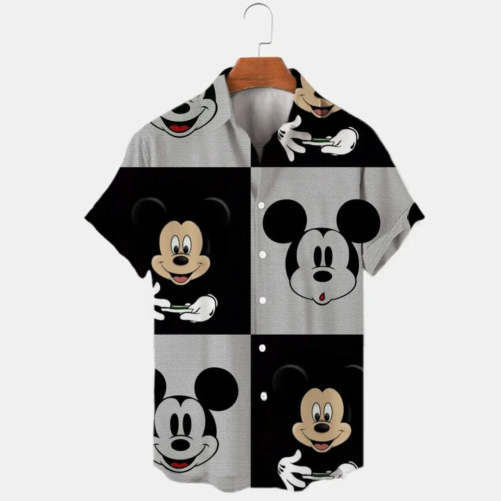 Miniso Summer Fashion Street Trend Retro Boutique Unisex Top 3D Print Disney Donald Duck Mickey Mouse Temperament Men\'s Shirt