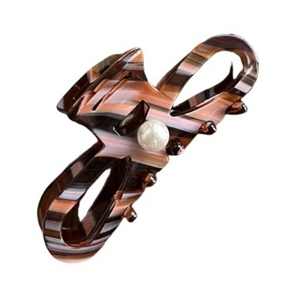 

Hairpin French Design Women Hair Claws Pearl Leopard Ponytail Hair Clips Hair Ornament Retro Lady Shark Clip for Girls Headwear