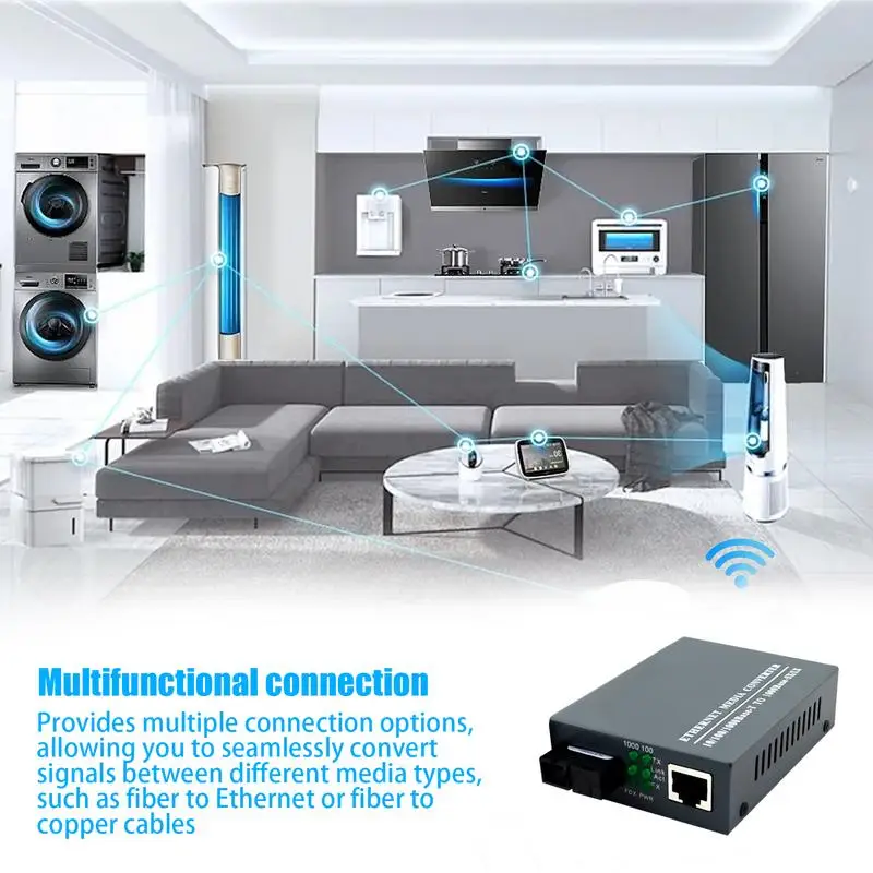 Konverter Media Fiber Ethernet Gigabit, cepat Ethernet kecepatan Mode tunggal konverter Media serat modul transreceiver LC