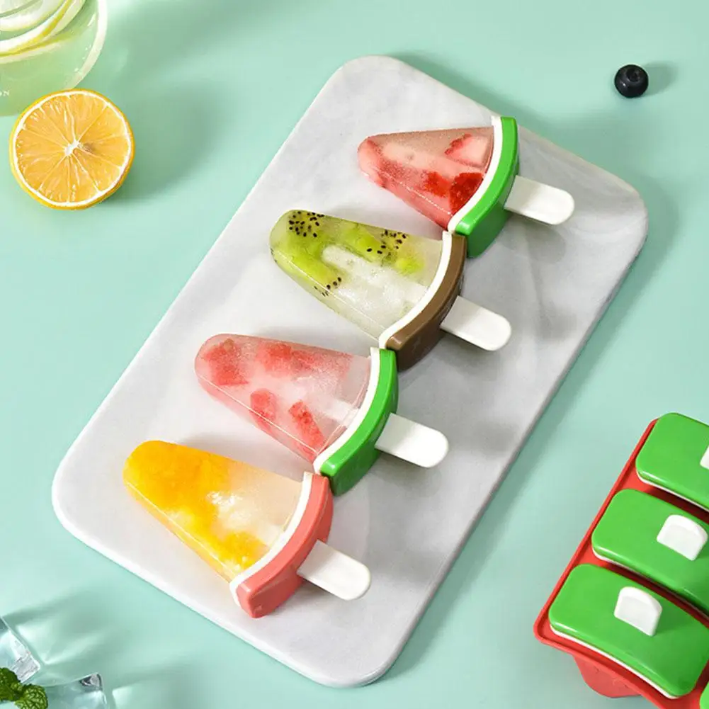 6 Girds Watermelon Shape Ice Molds in One Tray With Sticks Easy-Release, Popsicle Makers, Homemade Ice Cream Mould - Image 5