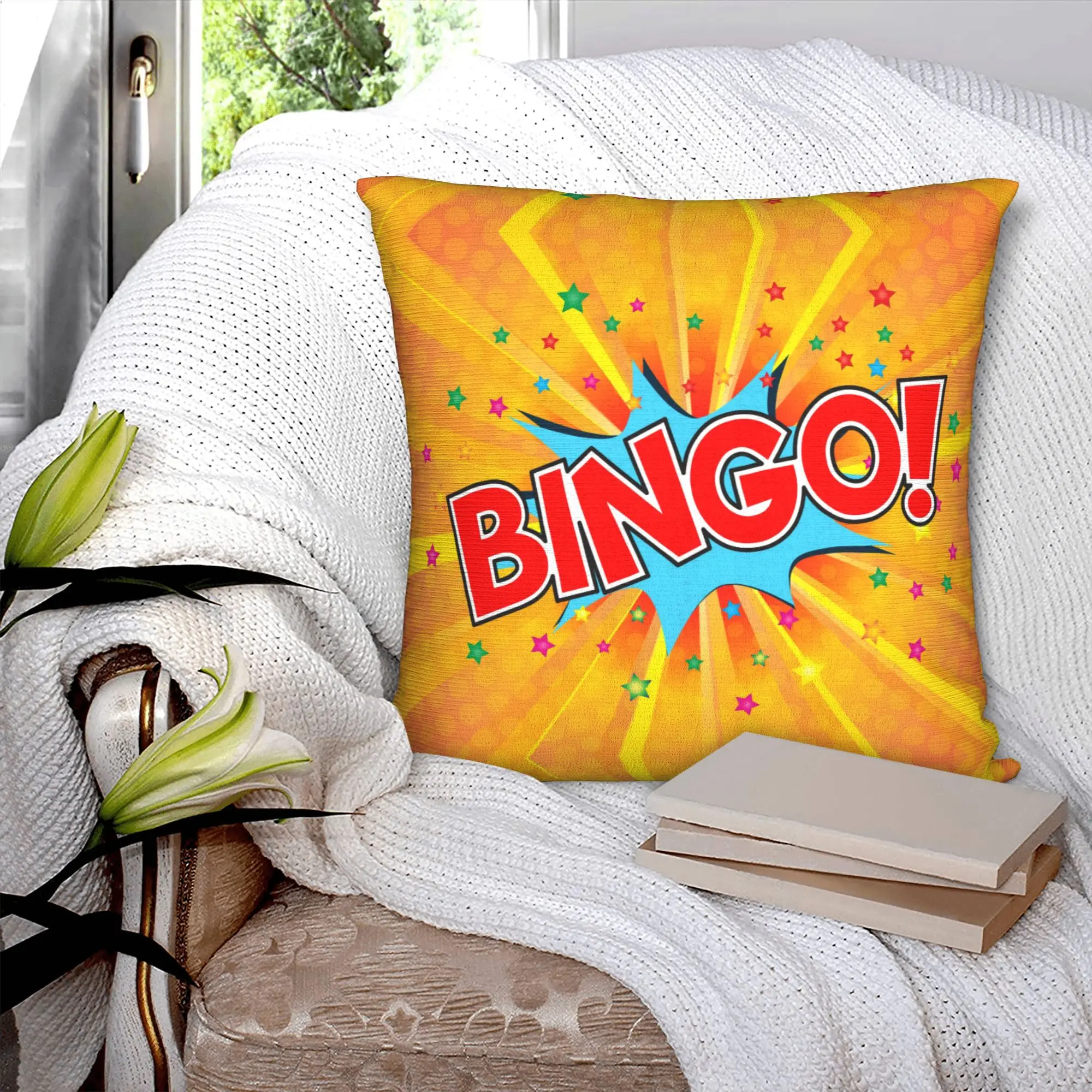 Modern Hot Game Bingo Sofa Cushion Cover Polyester  Pillow Case Bedroom Decoration