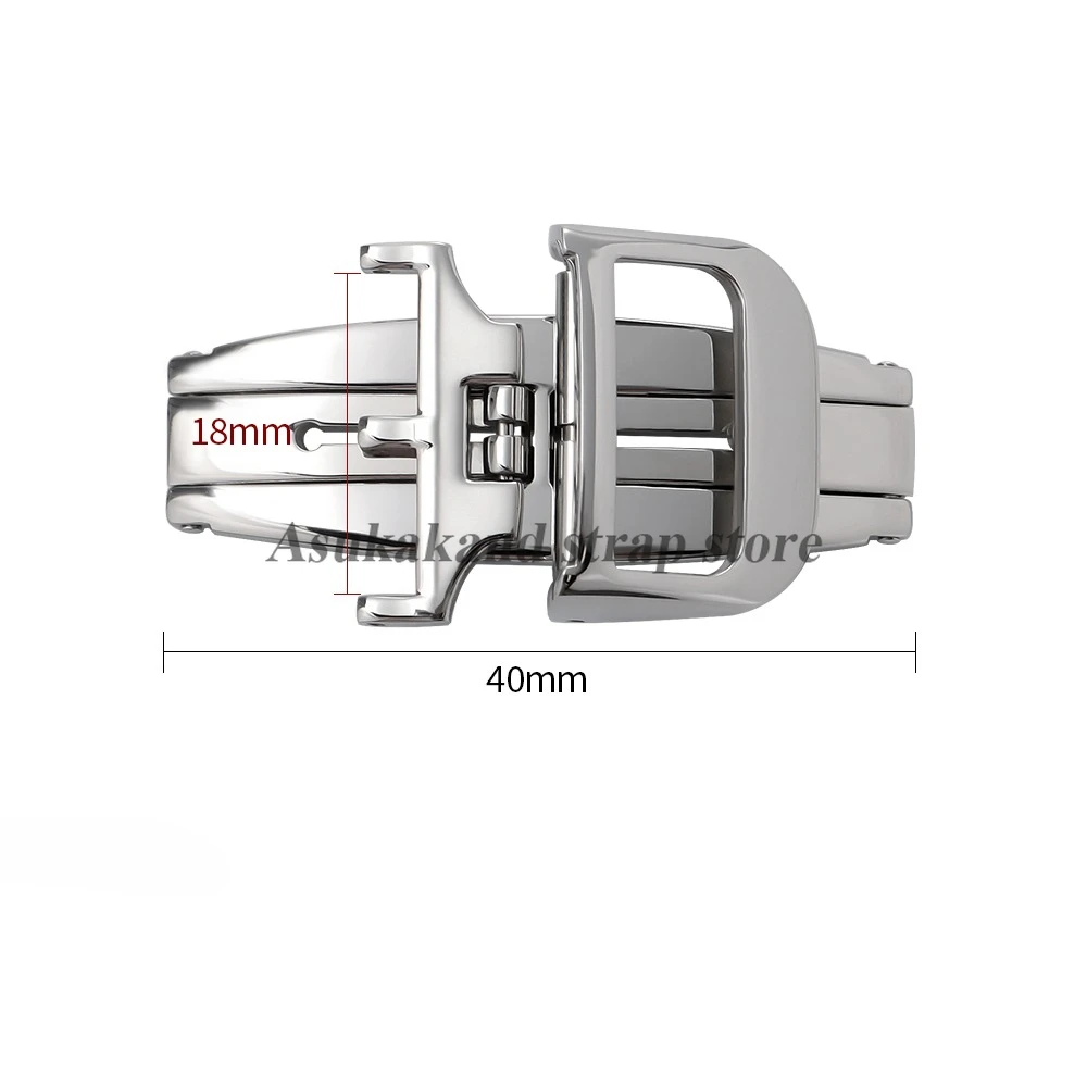 Hebilla de reloj de acero inoxidable plateado de 18mm, correa de reloj de goma de cuero, accesorios de cierre desplegable para correa de reloj de JAEGER-LECOULTRE