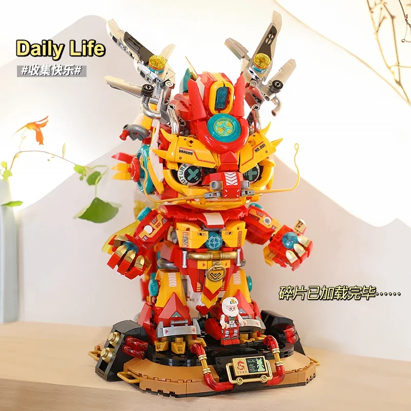 Spot Fermi Box Cyber Mechanical Dragon Building Blocks Trendy Play Assembly Movable Ornament Model Gift Anime Toy Collection