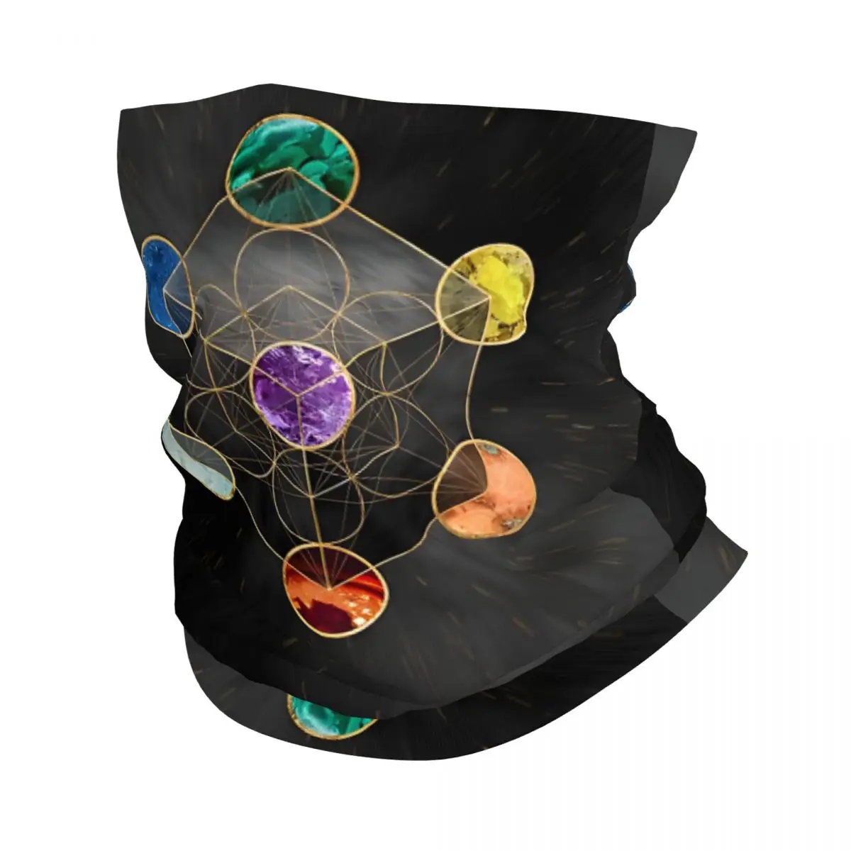 Metatron's Cube Chakras Sacred Geometry Scarf Neckerchief Neck Face Mask Polyester