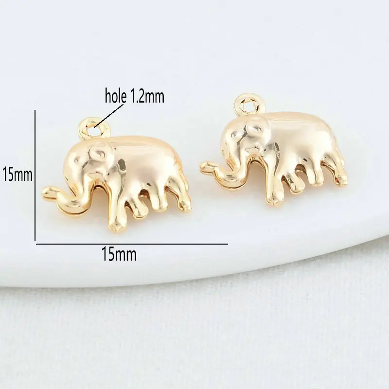 15MM 14K Gold Color Brass Elephant Charms Pendants Jewelry Making Supplies Diy Necklaces Bracelet Findings Accessories