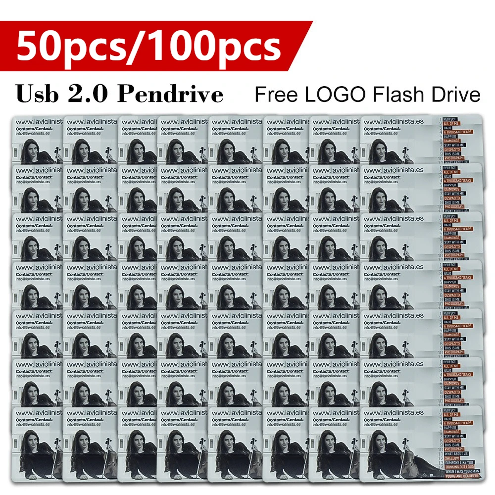 50/100PCS Credit Card Memory Storage 4GB 8GB 16GB 32GB USB Flash Drive 64GB 128GB Pen Drive usb 2.0 Free Customized For Gift