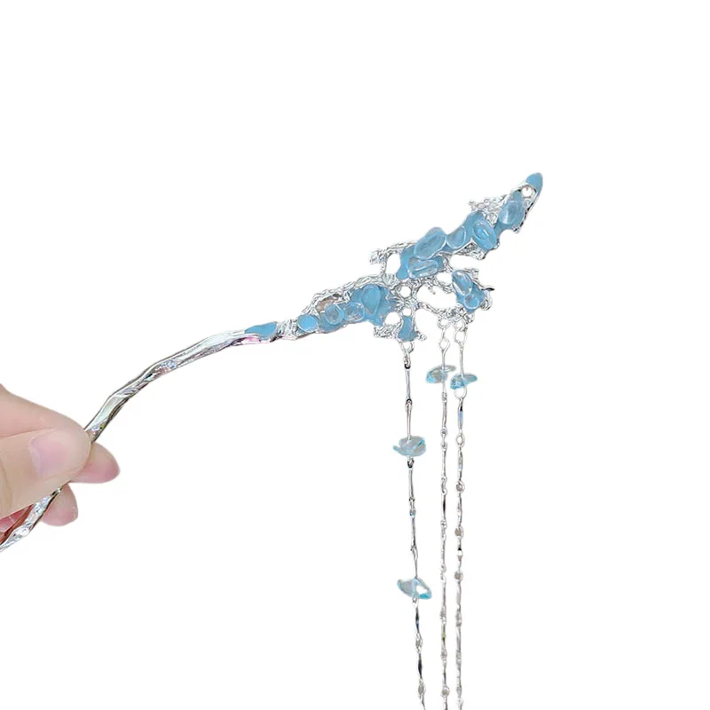 เครื่องประดับผมพู่สไตล์จีน, กิ๊บติดผมสีฟ้ามหาสมุทร, กิ๊บติดผมเรียบง่าย, อุปกรณ์เสริมเครื่องประดับศีรษะฮันฟูสไตล์โบราณ