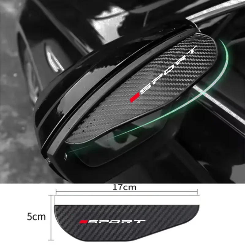 Single Red Sports Car Rearview Mirror Rain Shield with Carbon Fiber Pattern, Rainproof Reflector, Widened and Enlarged