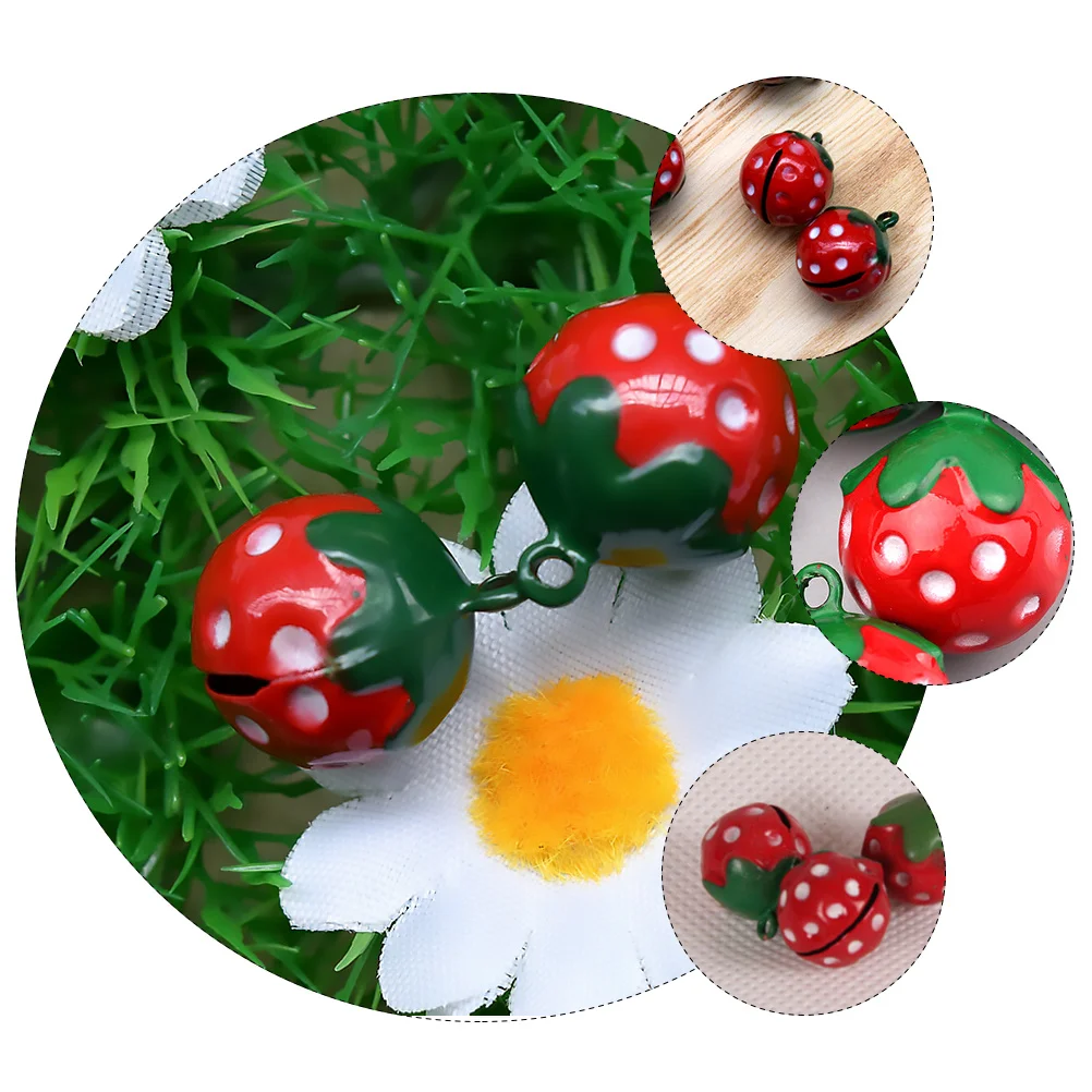 

10pcs Strawberry Shape Pet Collar Bell Iron Dog Cat Accessory Jingle Sound Quick Release For Small Pets Daily Wear Pet Supplies