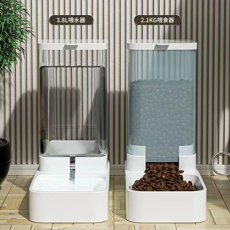 Dispensador automático de comida y agua para perros AG2, juego de dispensador de comida y agua para perros de plástico con sistema de gravedad