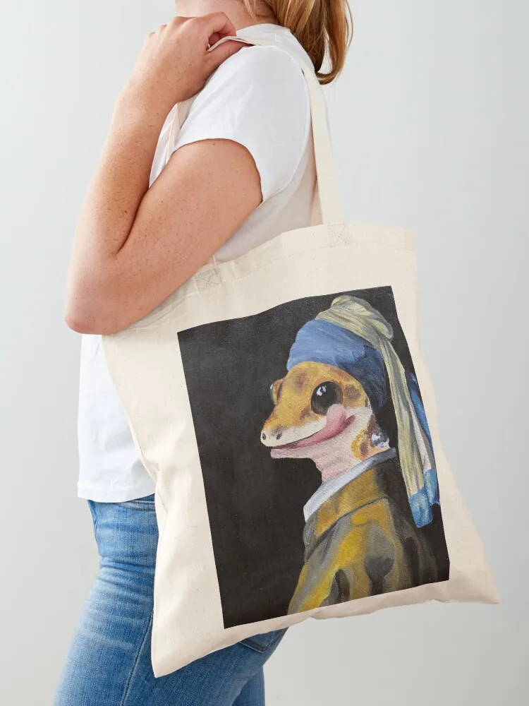 Geck with a Pearl Earring Tote Bag Women's bags tote bag men reusable shopping bag
