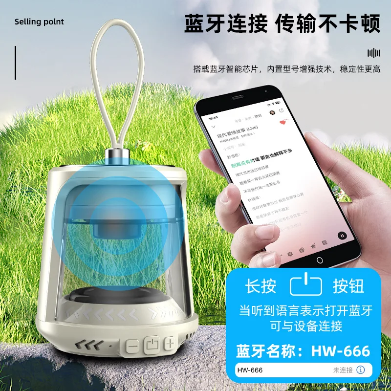 Outdoor Camping Lamp Long Battery Life Hanging Tent Lamp Atmosphere Lighting Camping Lamp Charging Bluetooth Audio Lamp Camping.