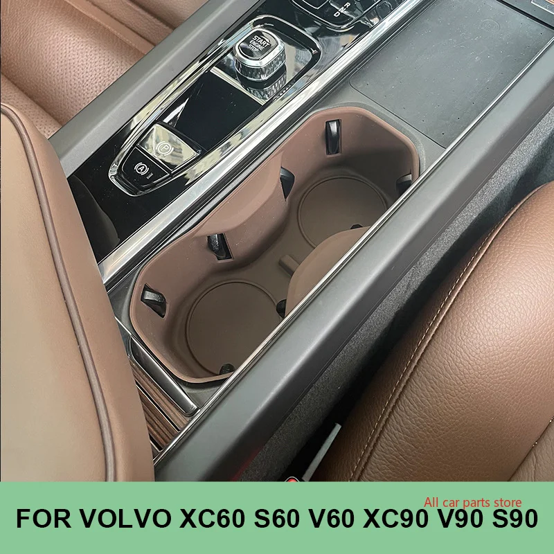 Central Armrest Cup Holder Storage Box For Volvo XC60 S60 V60 XC90 S90 V90 Silicone Shock Absorbing Tray Organizer