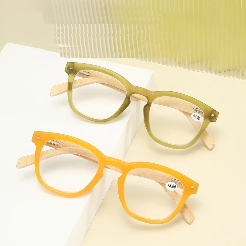 

Brand Bamboo Leg Reading Glasses Women Men Fashion Vintage Rice Nail Anti Blue Light Presbyopic Glasses Prescription Eyewear