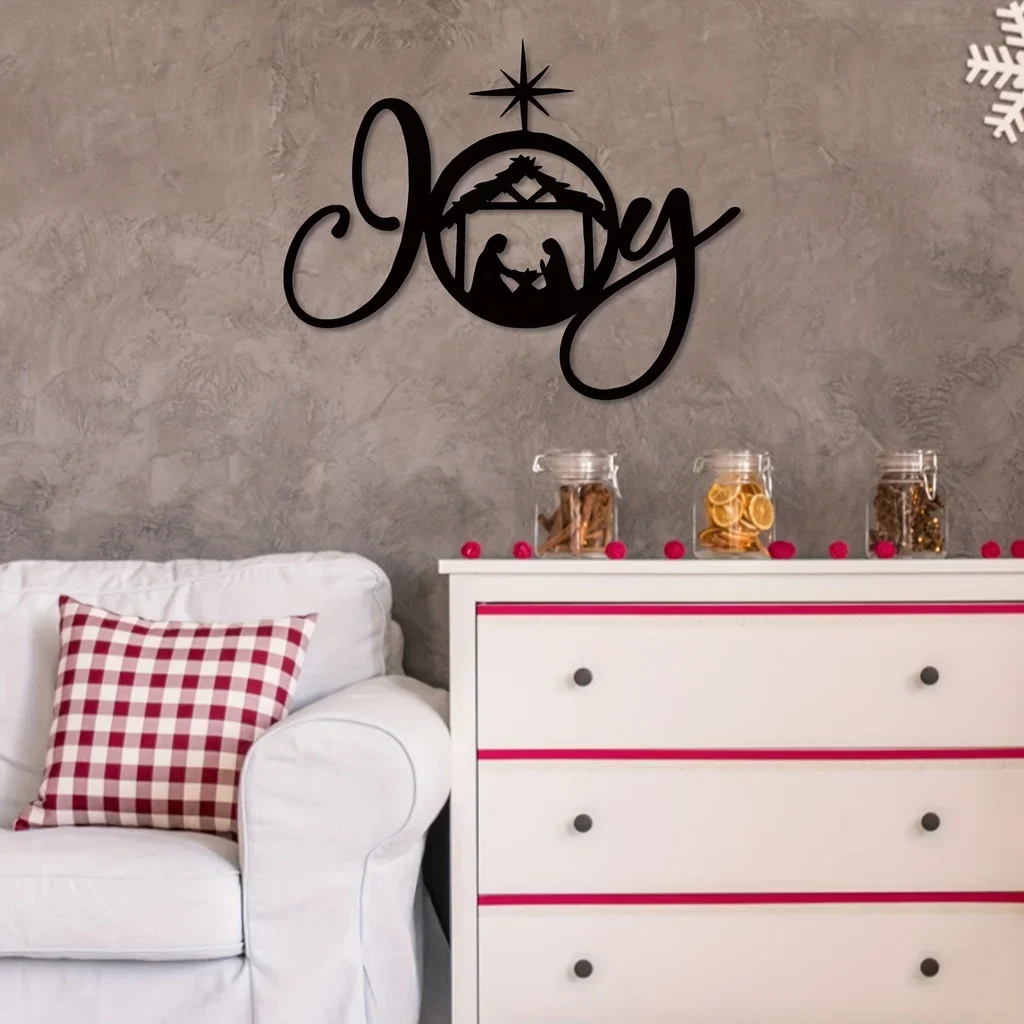 

1pc Christmas Nativity Metal Wall Hanging Decor Pattern Metal Home Art Nativity Scene Patterned Party Favors Indoor Decorations