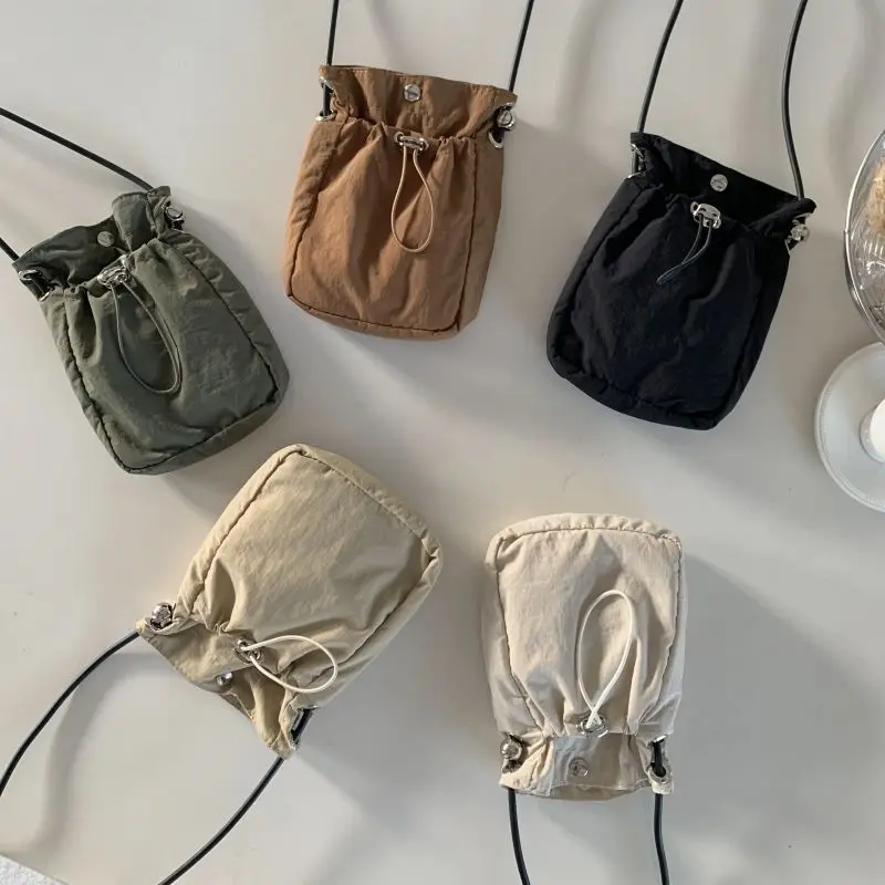 Mini Nylon Crossbody Bags for Women Soft Quilting Shoulder Bag Casual Drawstring Bag Small Phone Flap Coins Lipstick Purses 2024