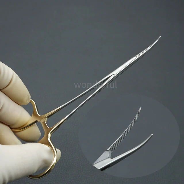 Plastikowe oko torebka z drobnym zaciskiem hemostatycznym mikro-naczyniowy podwójna powieka łokciowy 12.5cm zacisk tłuszczowy ze stali nierdzewnej