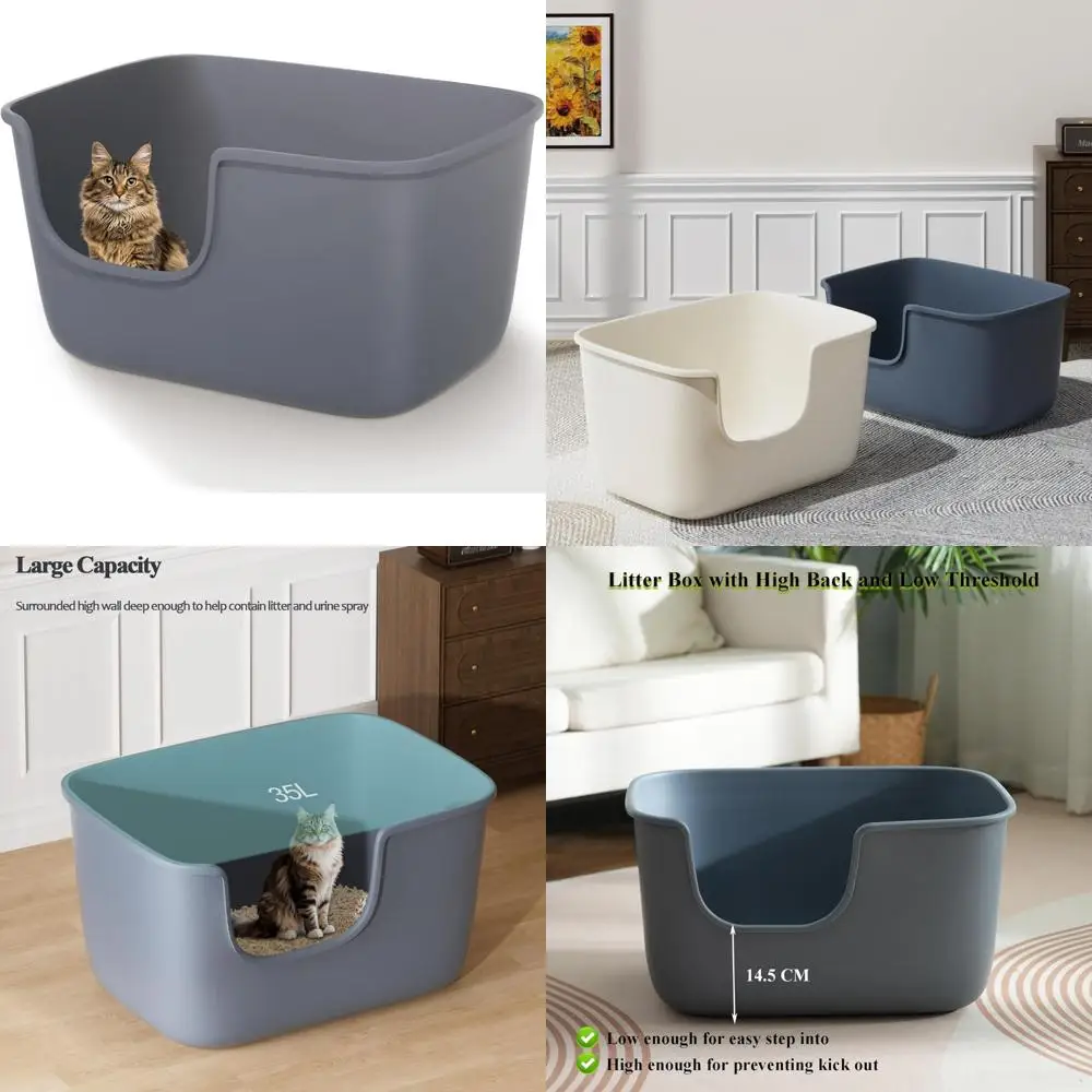 

Extra Large High-Sided Cat Litter Box with Deep Walls for XL Indoor Cats, 22.2x14.9x12 Inches