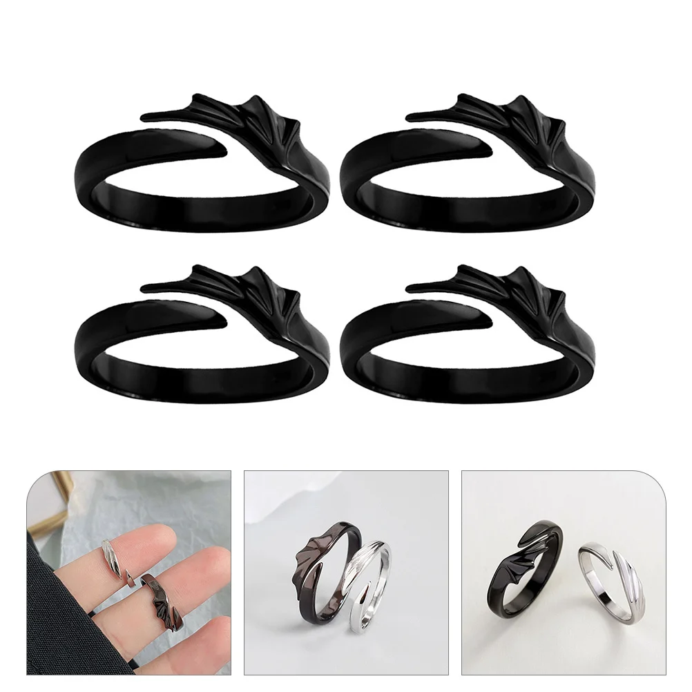 4Pcs Devil Rings Matching Couple Jewelry Adjustable Open Rings Fashionable Unique Lustrous Appearance for Men Women Lover