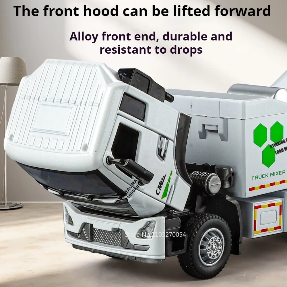 1:32 liga de concreto misturador caminhão recipiente caminhões transporte diecast modelos brinquedos portas carro aberto som luz puxar para trás crianças presentes