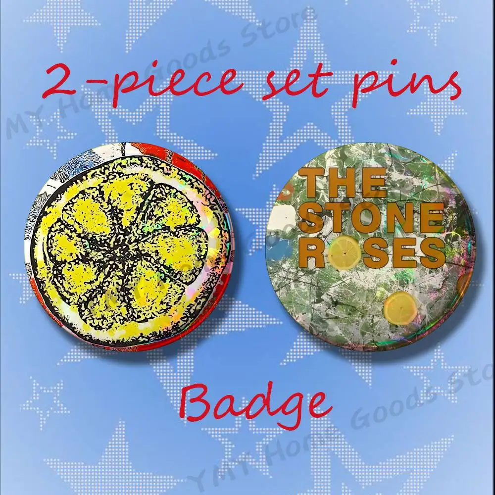 Fools Gold Lemon S-Stone R-Roses Brooches for Backpack Accessories 25 32 44 58 75mm Round 2-piece set Free Mix