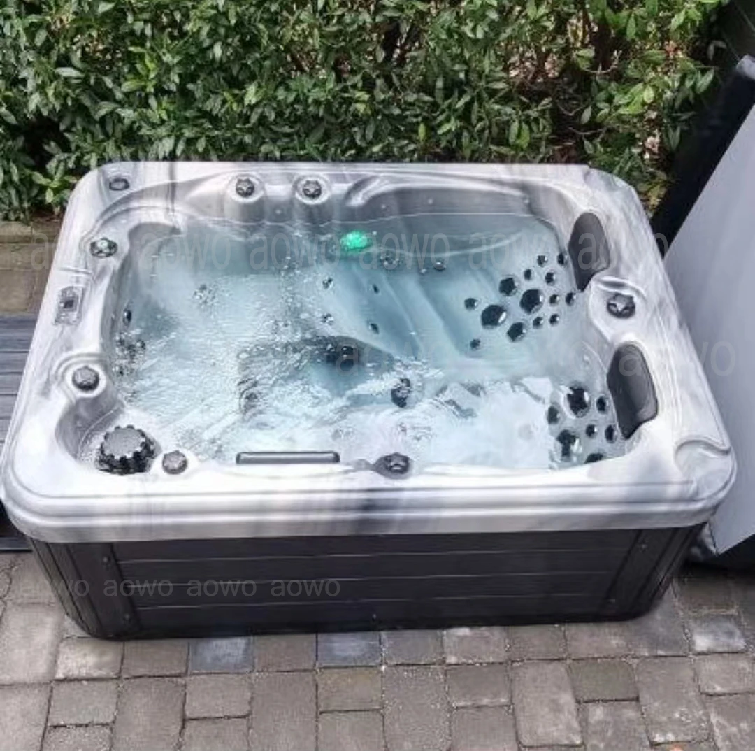 Luxury Desert Brown 3 Person Hot Tube Outdoor Pool Led Lights Lounge whirlpool Sport Garden Small Swimming Pool with Cover