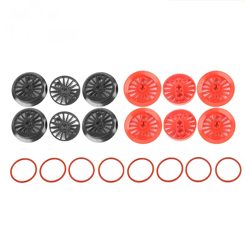 10PCS/lot Wheels Tyres Parts Pack 85489 Train Wheel RC Train Set of 3 MOC Building Blocks 85557 85558 for 76423 Technical Bricks