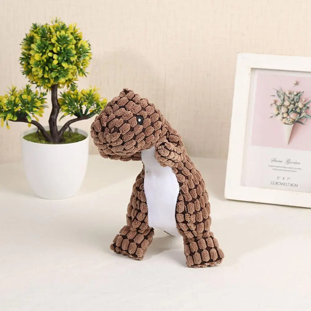 Plush Dinosaur Dog Chew Toy,Squeaky Cartoon Dinosaur,Boredom Reduction,Interactive Dino Plushie Toy Pet Supplies view 5