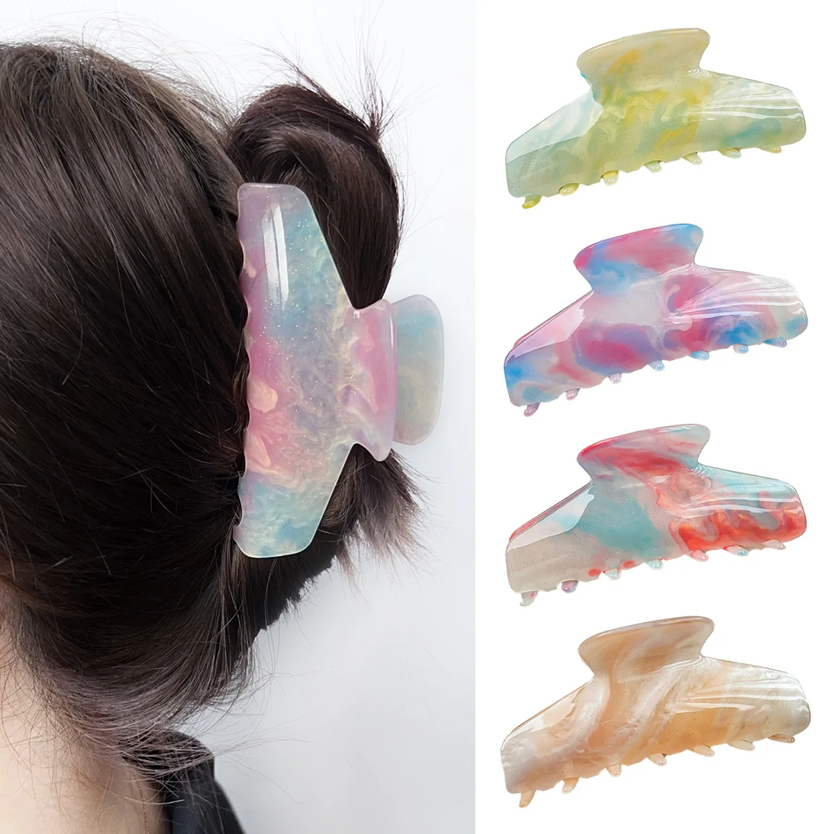 Korean version color-changing grab clip acrylic large shark crab clip sweet temperament hairpin female disc hair grab hairpin