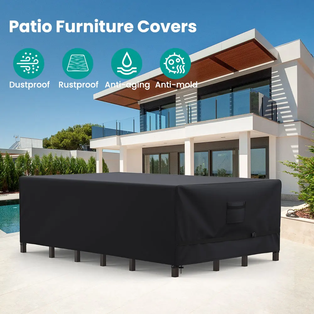 Garden Table Tarpaulin Outdoor Waterproof Furniture Protective Cover Oxford 600D Outdoor Patio Dust Proof Cover for Sofa