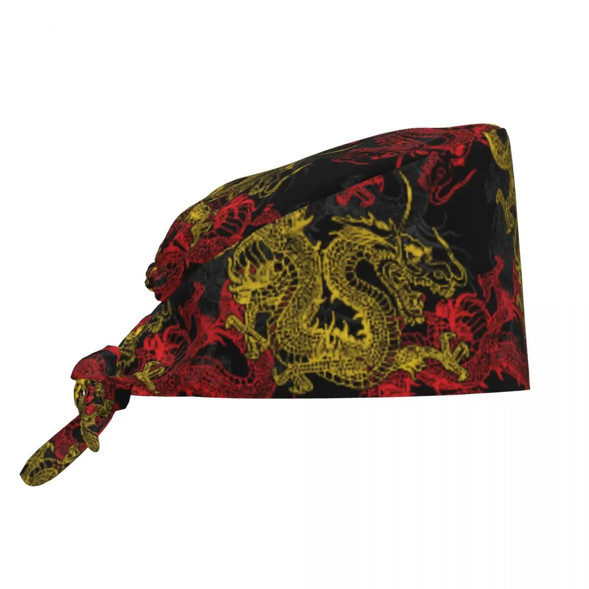 

Custom Golden Chinese Dragon Pattern Cleaning Working Cap Cool Unisex Scrub Cap Surgicals Hat Nurse Scrubs Hat Nurse