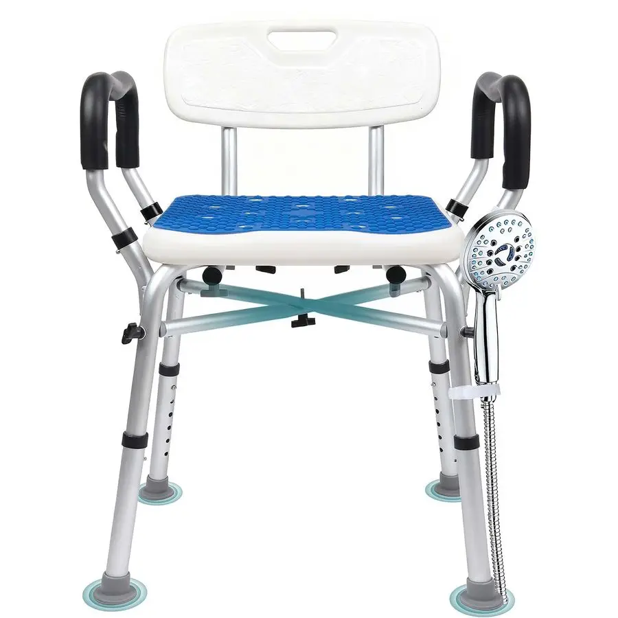 

Chair for Inside Shower 500lbs Bariatric Shower Seat with Arms amp Back, 6 Height Adjustment amp Reinforced Crossbars for Elderl
